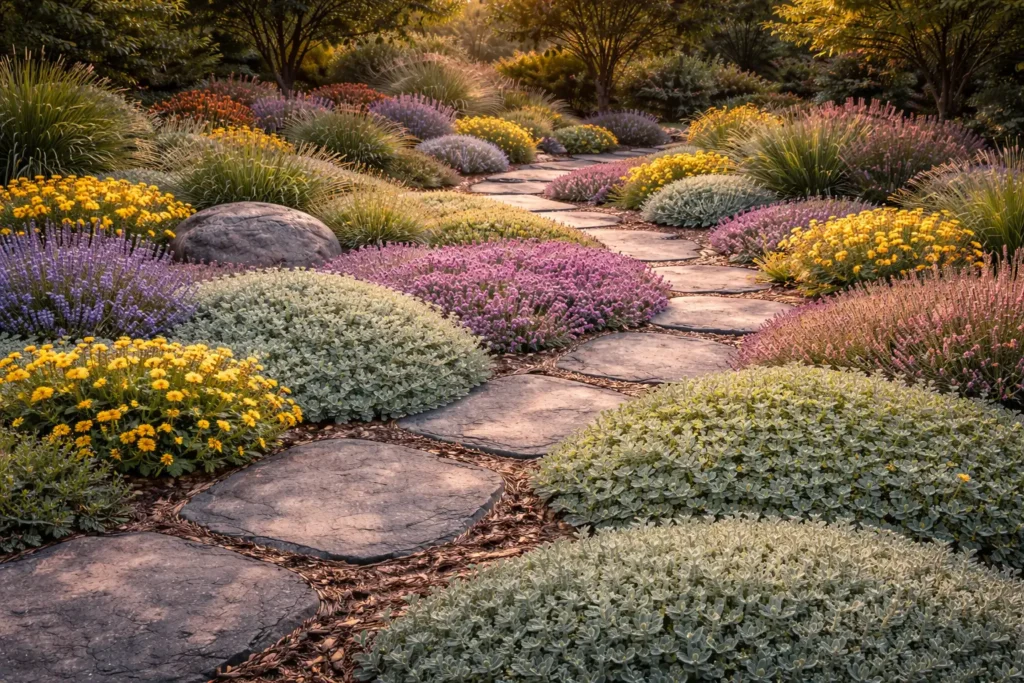 Ground covers blocking light from reaching the soil.