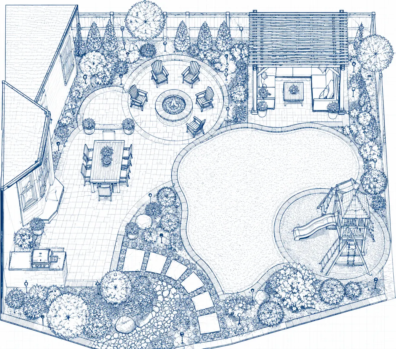 The blueprint of backyard layout planning